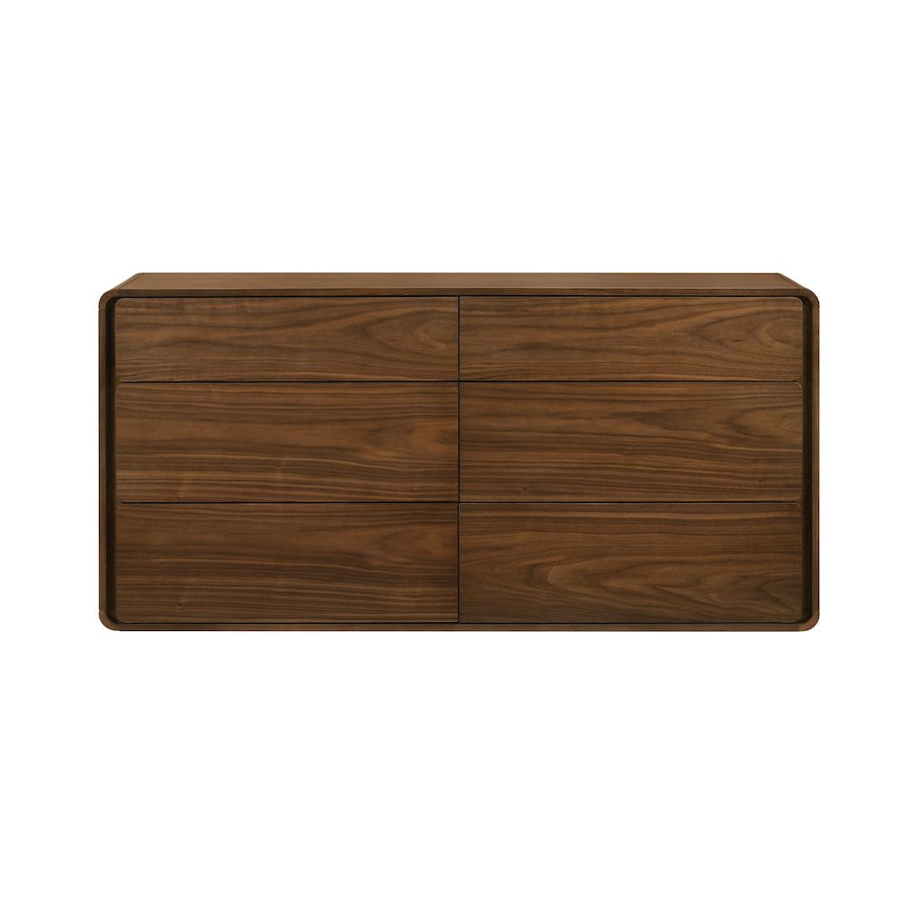 Stafford Modern Bedroom 6 Drawers Dressers in Solid Wood Walnut Brown -  Walmart.com