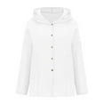 thumbnail image 4 of UPPADA Womens Cotton Linen Hoodie Tops Button Down Blouses Casual Lightweight Cute Hoodies Fashion Hooded Long Sleeve Shirts Women Hoodies Pullover Long White,S, 4 of 8