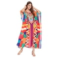 thumbnail image 2 of Robe Kaftan Longue Décontractée Ample à Manches Kimono pour Femmes Grande Taille, Tenue de Villégiature, Robe de Soirée, Fête, Été, Plage, Couvre-Maillot, 2 of 6
