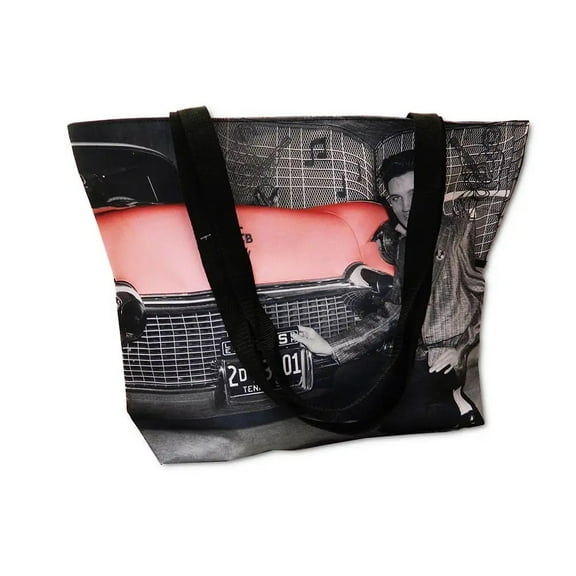 Elvis with Pink Cadillac zipper tote bag carry all E8741
