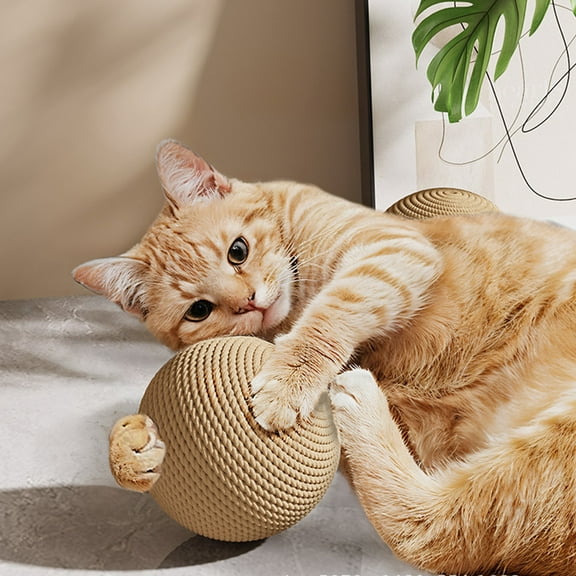 Elainilye Cat Scratching Ball for Interactive Enrichment and Play, Cat Scratching Toy Heavy Duty Hemp Rope Toy, Cats Scratcher Indoor Interactive Pet Toy