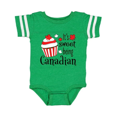 

Inktastic It s Sweet Being Canadian with Red and White Cupcake Gift Baby Boy or Baby Girl Bodysuit