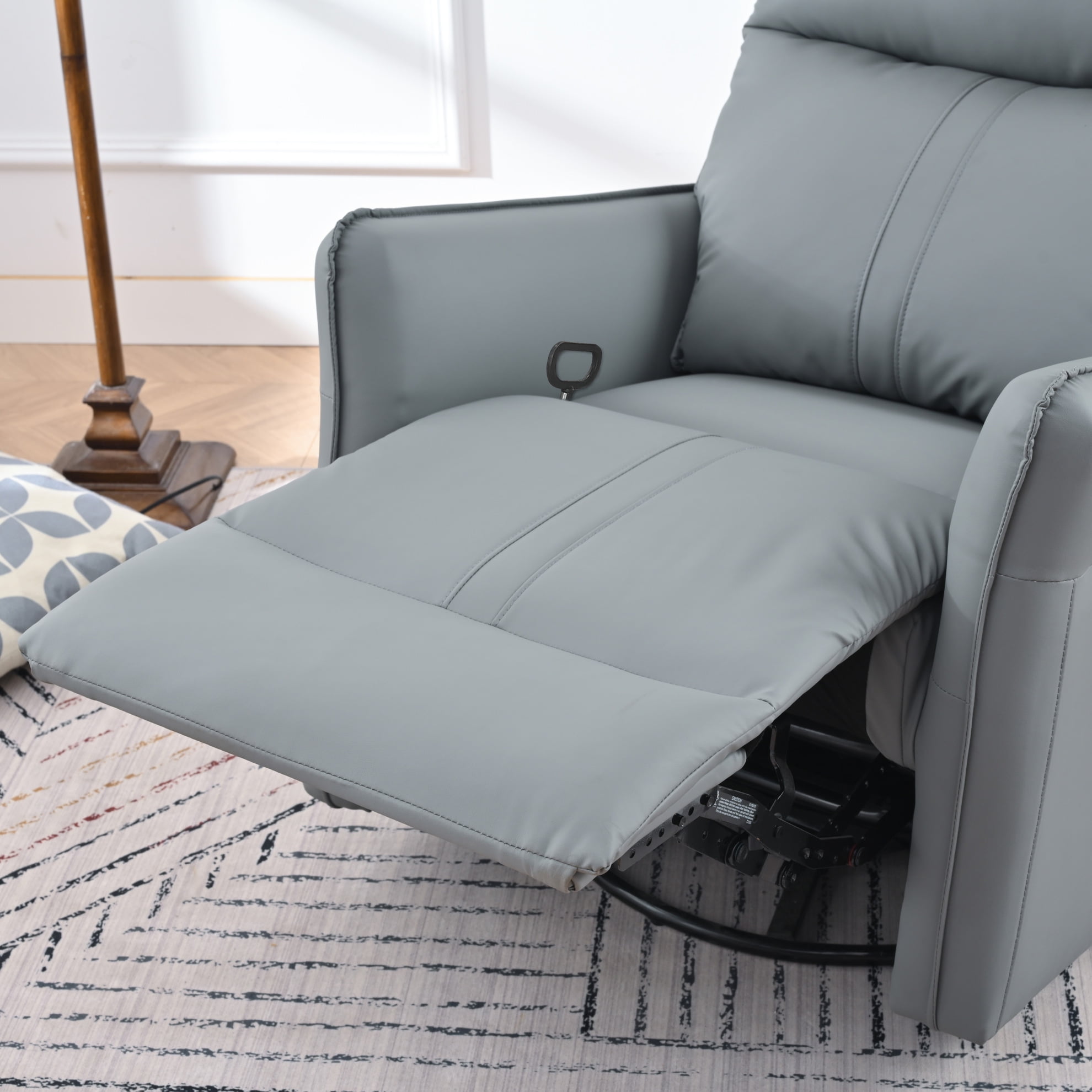 360° Swivel Rocker Recliner Chair,Swivel Nursery Rocking Chair w/Pull ,Glider Chair,Modern Rocking Swivel Recliner Chair for Bedroom,Living Room Chair Home Theater Seating, Blue Gray