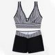 thumbnail image 4 of Trajes de baño Amzcrzy Tankini para mujer traje de baño de mujer con cuerpo dividido a rayas traje de baño estampado de moda traje de baño sexy con cuerpo dividido conjunto de traje de baño negro S, 4 of 9