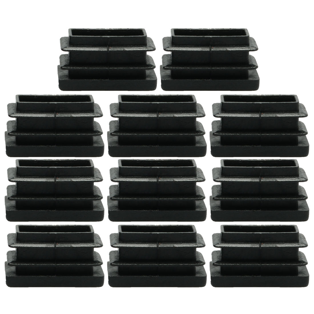 uxcell 40pcs Plastic Rectangle 20 x 80mm Tube Inserts Pipe Tubing End Covers Caps Furniture Glide Floor Protector Black 