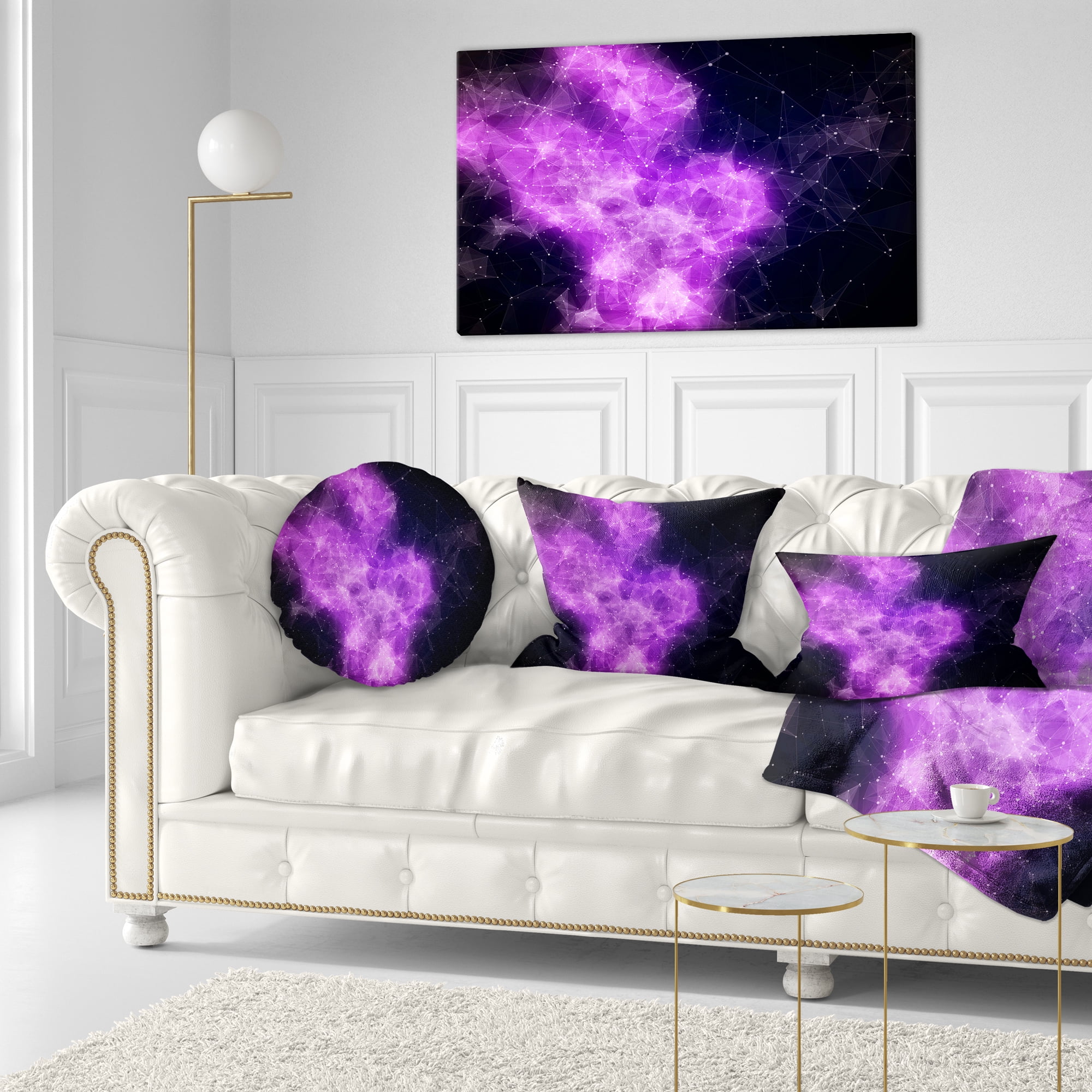 Designart Fractal Violet Nebula - Contemporary Throw Pillow - 12x20