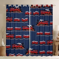 Manfei Kawaii Railway Train Black Out Curtains for Boys Girls,Cartoon Car Curtains Pack of 2 (42x63 Each),Transportation Theme Bedroom Curtains,Microfiber Bedroom Decor