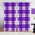 thumbnail image 3 of Watercolor Purple White Check Rod Pocket Curtain 2 Panels, Geometric Patches Graffiti Blackout Curtains for Living Room Bedroom, Machine Washable Window Treatments for Dining Kitchen-W42xL63in, 3 of 6