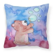 Carolines Treasures BB7347PW1818 Bear & Bubbles Watercolor Fabric Decorative Pillow