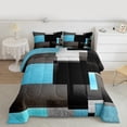 thumbnail image 2 of Feelyou Geometric Anstract Queen Comforter Set for Adult, Grey Blue Square Bedding Sets, Modern Fashion Reversible Bedding Comforter Set, Microfiber Bedroom Decor, 3 Pieces, 2 of 8