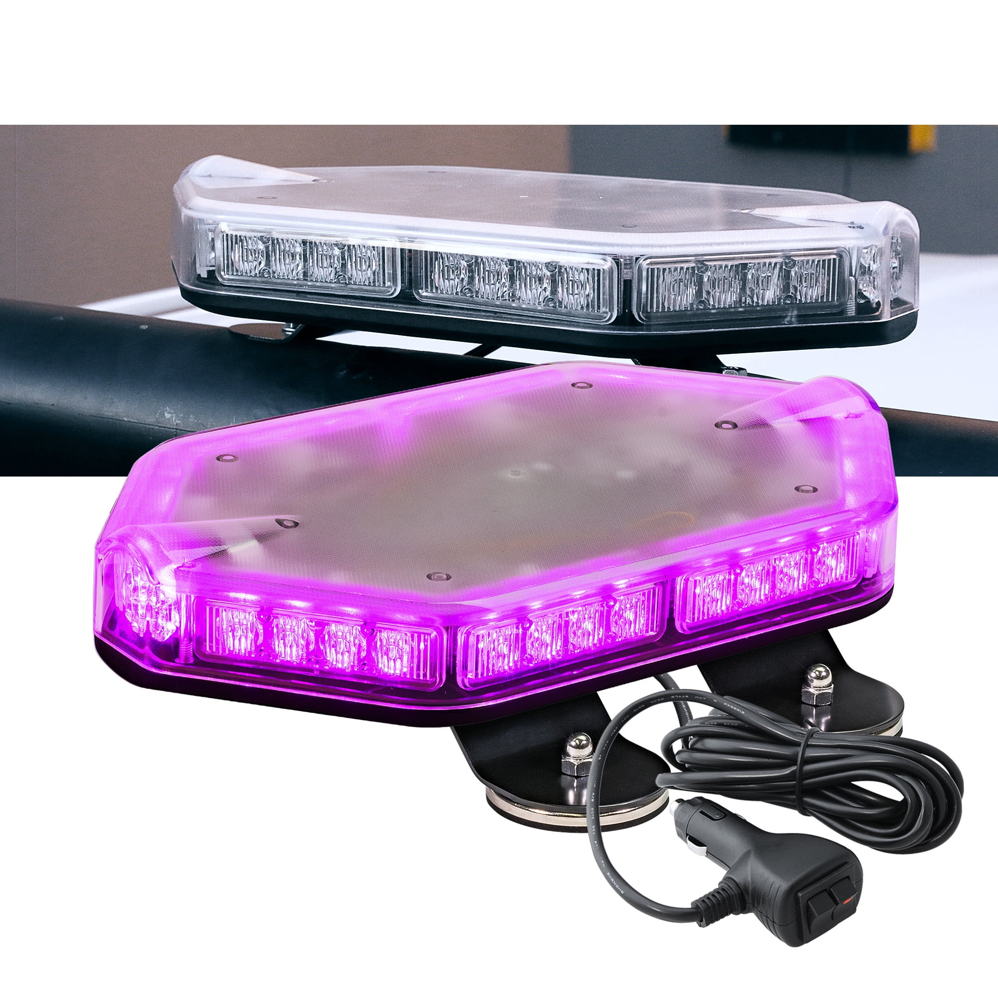 VSEK 26.5 Amber/White 54 LED Traffic Advisor Double Side Emergency Warning Flash Strobe Light with Magnetic Base
