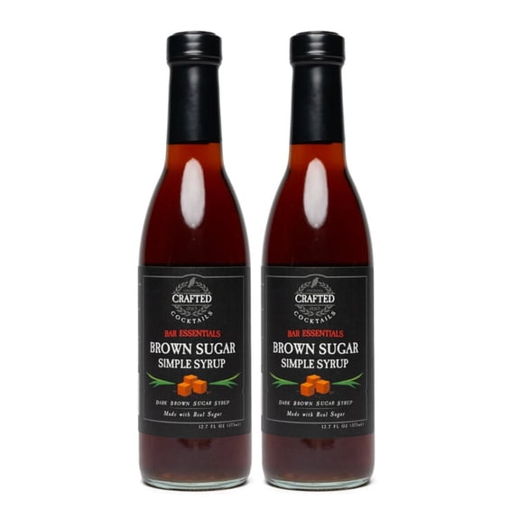 Crafted Cocktails Brown Sugar Simple Syrup, 12.7 fl oz, 2 Pack | Made with Real Brown Sugar | Perfect for Coffee, Cocktails, and Premium Drink Recipes