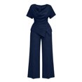 thumbnail image 5 of Bzdzmqm Women's 2 Piece Lounge Sets Plus Size Wide Leg Pants Two Piece Outfit Solid Elegant Casual Tracksuit with Drawstring Elastic Waist Comfortable Relaxed Fit for Daily Wear Fall Winter, Navy 4XL, 5 of 6