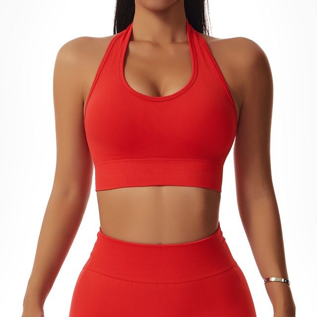 Sexy Halter Yoga Bra gimnasio entrenamiento Push Up correr deportes ropa interior reunión deportes chaleco parte de atrás bonita Fitness Top