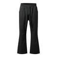 thumbnail image 5 of Men Sweatpants Solid Color Wide Leg Flare Pants Relaxed Fit Straight Leg Spring Fall Lightweight Resort Trousers Black L, 5 of 5