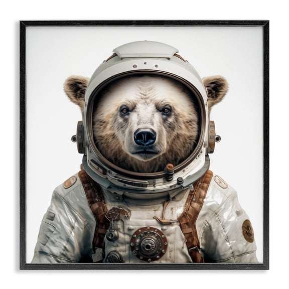 Stupell Industries Eclectic Bear in Space Suit Black Framed Giclee Art, 12 x 12, by Lazar Studio