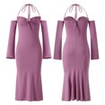 thumbnail image 5 of Women Elegant Off Shoulder Midi Dress Y2k Bodycon Long Dress Cocktail Party Summer Dress, 5 of 6