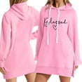 thumbnail image 1 of Robes Grande Taille Robe à Capuche Surdimensionnée Longue Robe Sweat à Capuche avec Poches Robe de Printemps Rose S, 1 of 4