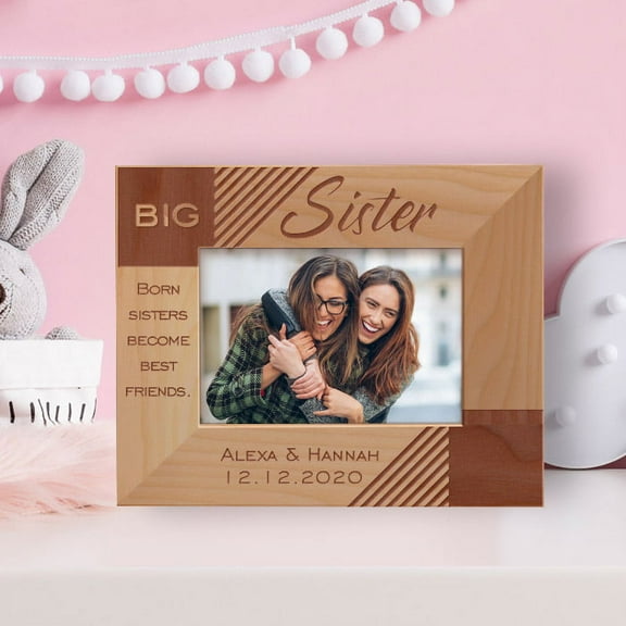 Big Sister Personalized Wooden Frame-5" x 3 1/2" Brown Horizontal