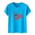thumbnail image 4 of BRGZLK Women's American Flag Patriotic T-Shirt Summer Trendy Independent Day Printed Blouse Casual Loose Fitting Round Neck Short Sleeved Top Sky Blue XL, 4 of 4
