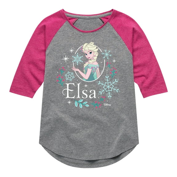 Frozen - Winter - Elsa & Snowflakes - Toddler & Youth Girls Raglan Graphic T-Shirt