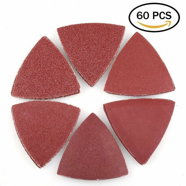 5 Pack Palm Detail Triangle Sanding Sheets Pad Mixed Grade 60 80 120 Grit Coarse 
