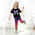 thumbnail image 5 of JUMEYU Summer Kids Outfits Girls Summer Outfit Girl Matching 2pcs Sets Printed t-Shirt + Flare Leg Pants Size 6-7 (P,6-7 Years), 5 of 5