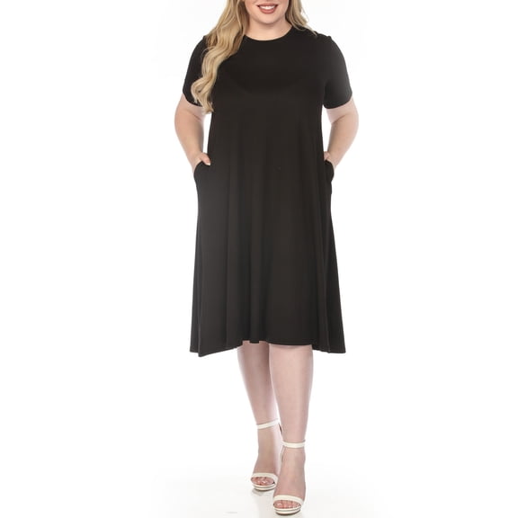 White Mark Women's Plus Size Crew Neck T-Shirt Dress