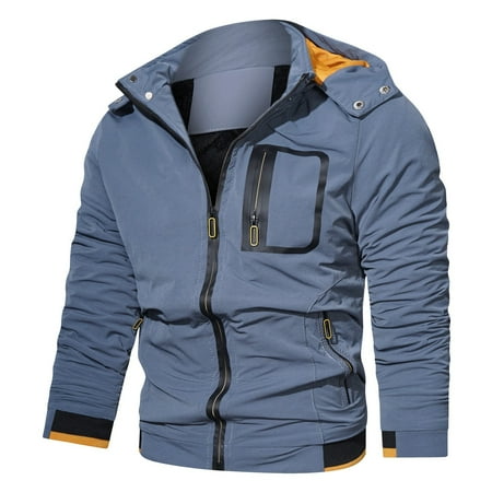 

JDEFEG Corset Back Winter Coat Male Autumn and Winter Windproof Zipper Long Sleeve Hooded Outdoor Jacket Plus Fleece Multi Pockets Coat for Men Coat Blue Xxxxl