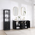 thumbnail image 4 of Cadiz 60" Double Fir Wood Black Vanity with Lightning White Composite & Mirror, 4 of 17