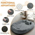 thumbnail image 3 of Human Dog Bed,71"x45"x14" Human Size Giant Dog Bed for Adults and Pets,Washable Faux Fur Cover Napping Orthopedic Bean Bag Bed for Humans with Blanket and Pillow,Dark Grey, 3 of 14