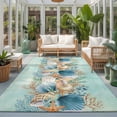 thumbnail image 2 of Large Area Rugs 5'x8', Beach Coastal Teal Carpet Runner Indoor Outdoor Rugs Home Decor Aesthetic, Nautical Shell Starfish Coral Summer Non Slip Mats Washable Accent Rug for Living Room Bedroom, 2 of 8