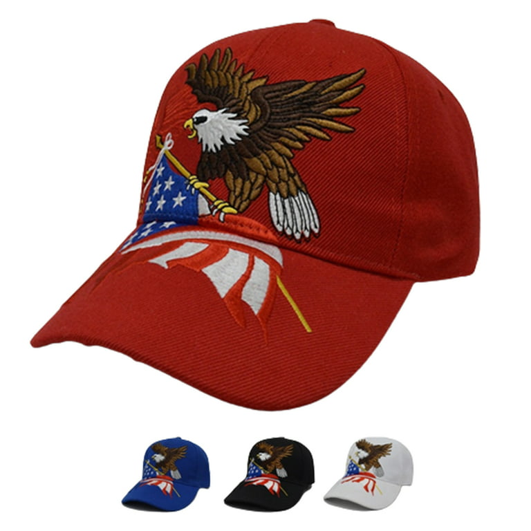 Baseball Cap, Artiflr American Flag Bald Eagle Embroidered Patriotic Red  Sun Shade Hat Head Accessories for Men Women 