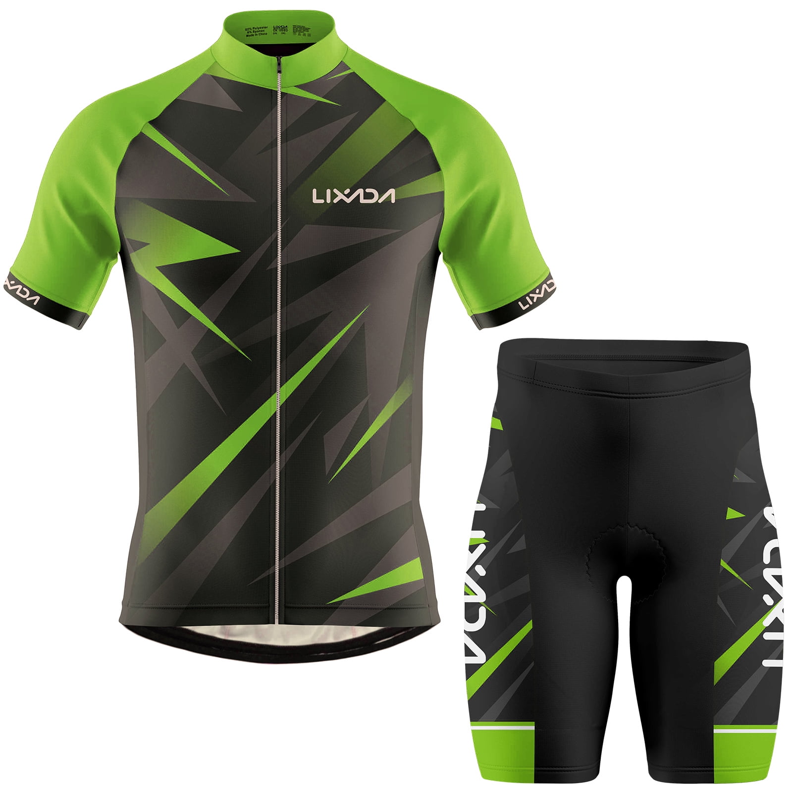 Lixada Men Cycling Bike Jersey Set Short Sleeve Shirt Gel Padded Shorts Clothing