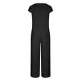 thumbnail image 3 of Teissuly Women'S Solid Color Short-Sleeved Casual Wide-Leg Jumpsuit With Button Pockets, 3 of 7