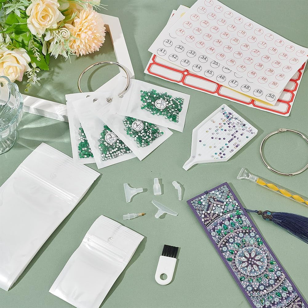 Diamond Art Painting Storage Bag Art Beads Accessories Bead Organizer Tool Kit with Paper Blank Sticker Plastic Painting Point Drill Pen Iron Loose Leaf Book Binder Hinged Rings