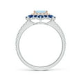thumbnail image 2 of ANGARA Natural Square Aquamarine Two Tone Ring with Ornate Double Halo in 14K White & Rose Gold for Women (Size-5mm) | March Birthstone, Anniversary, Jewelry Gift for Women | Natural Aquamarine Ring, 2 of 9