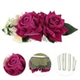 thumbnail image 3 of Unique Bargains 1 Pc Women's Styling Simulated Flowers Hair Clips Comb for Parties Rose Red Polyester Fabric Iron, 3 of 4