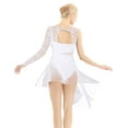 thumbnail image 4 of renvena Women Girls Lyrical Ballet Dance Costume Single Long Sleeve Asymmetric Leotard Dress, 4 of 7