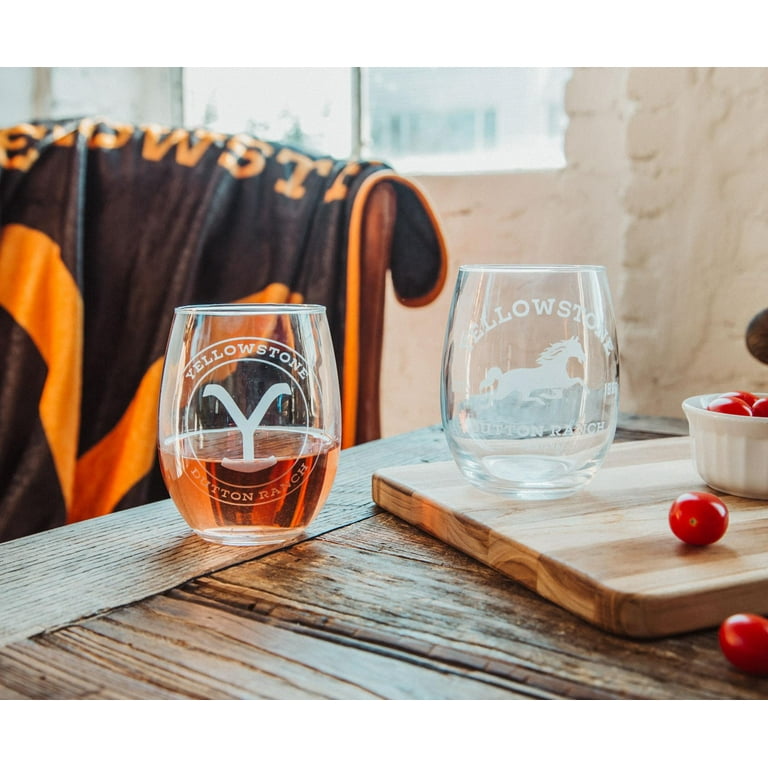 Yellowstone Dutton Ranch 20-Ounce Stemless Wine Glasses | Set of 2