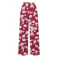 thumbnail image 4 of COSFO Casual Womens Pants High Elastic Waisted Floral Palazzo Red Wide Leg Pants with Pocket Adjustable Width Drawstring Loose Pants, 4 of 5