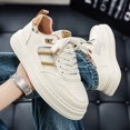 thumbnail image 5 of Men's Mesh Spliced Lace-Up Thick Sole Low Top Skate Sneakers, 5 of 7