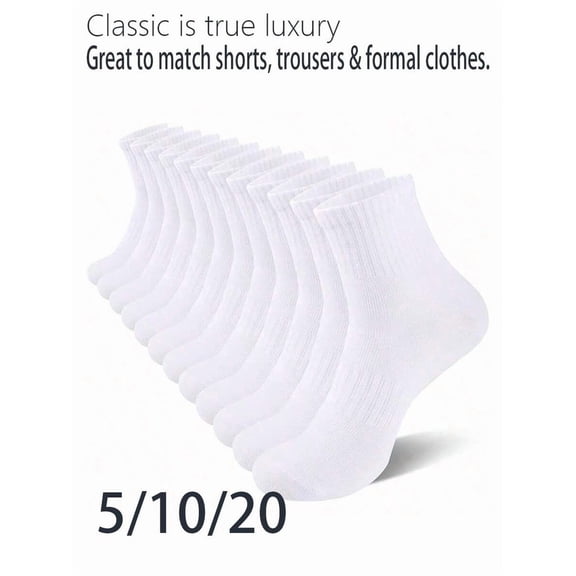5 Pairs/10 Pairs/20 Pairs Men's/Women's Casual Socks,Home Socks, Couple Socks. Available In Black And White.Ribbed Knit, Comfortable Fit, Suitable For All Seasons.Tubesocks Great To Match Shorts,