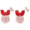 thumbnail image 4 of Okbabeha Baby Girl Summer Romper Flying Sleeve Heart Print Jumpsuit Headband, 4 of 8