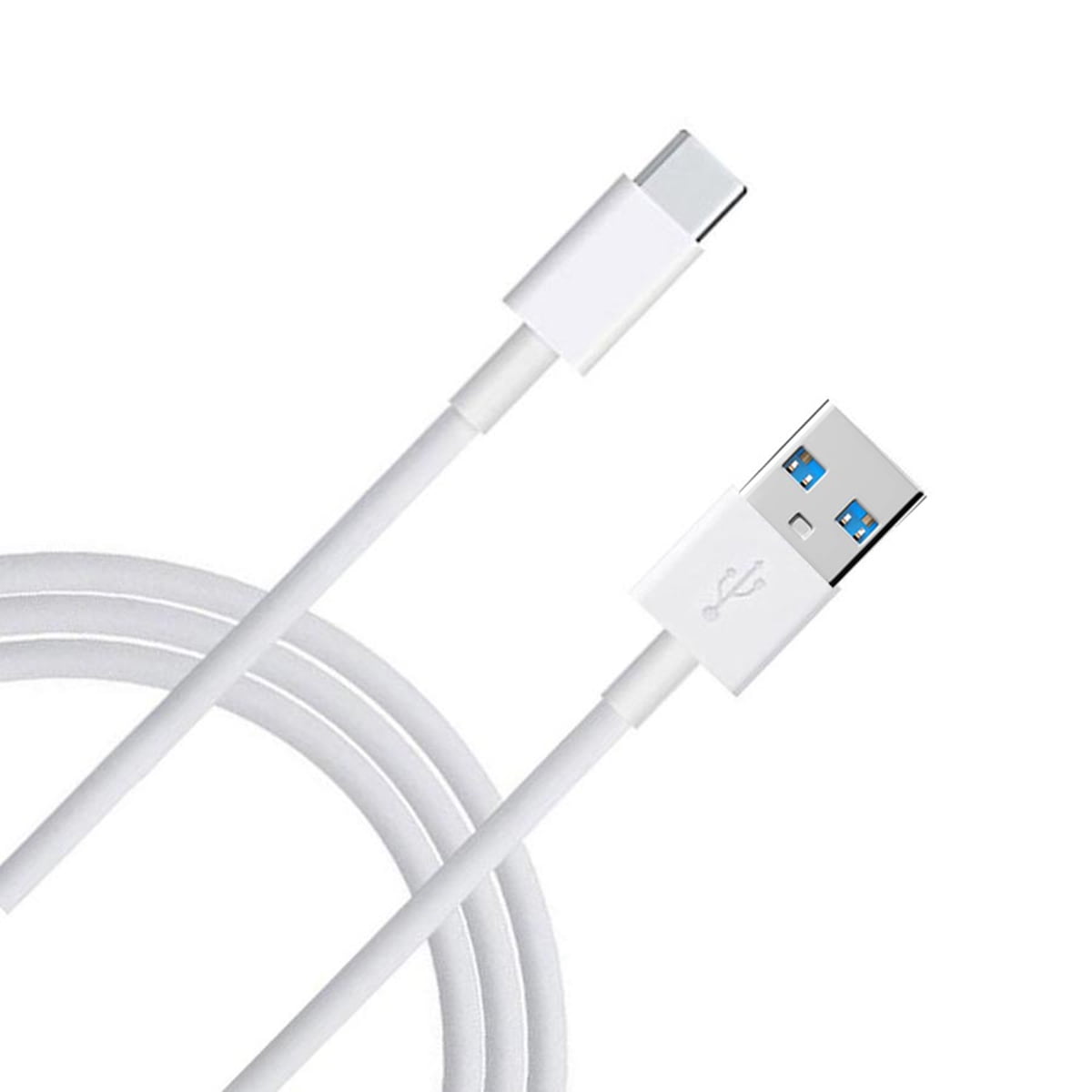 Qualcomm Quick Charge  Fast Charging Heavy Duty USB  Type C Charger  Data Cable 1M 3ft - White 