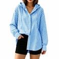 thumbnail image 6 of Guluxicc Plaid Hoodies for Women Drawstring Button Down Long Sleeve Lounge Hooded Blouses for Everyday Wear Fall Winter Casual Blouses, 6 of 6