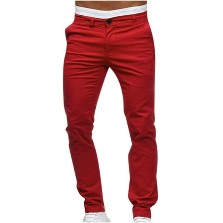 Azrian Men's Casual Button Open Slim Fit Straight Solid Color Trousers Prime Deals of The Day Today Only