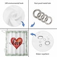 thumbnail image 3 of Valentines Day Shower Curtain, Waterproof Shower Curtains for Bathroom, Red Love Heart Romantic Eucalyptus Leaves Washable Fabric Bathtub Curtain Set Bath Decor with 12 Hooks Long 72"x84", 3 of 6