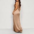 thumbnail image 6 of Womens Satin Maxi Dress, V Neck Sleeveless Dress, High Waisted Slit Gown, Elegant Formal Evening Dress Bridesmaid Cocktail Wedding Guest Party Long Dress Shiny Draped Elegant Fit, 6 of 9