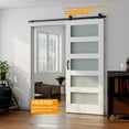 thumbnail image 2 of ATT Hardware 36"x 84" White Glass Barn Door with 6.6FT Sliding Door Hardware & Handle,5 Panel Frosted Glass,DIY Assembly, 2 of 5